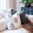 Capri Floral Block Printed Pillow Cover | Blue