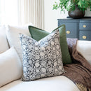 Burgos Floral Block Printed Pillow Cover | Black