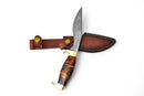 Damascus Steel 'Galaxy' Outdoor Chopping Tool | Orange Resin & Brass Handle TK-206