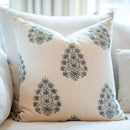 Capri Floral Block Printed Pillow Cover | Blue