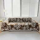 Floral Symphony Couch Throw Cover with Tassel, Chenille Sofa Cover with Leafy Melodies for Sectional