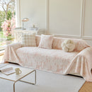 Plush Faux Fur Warm Sofa Cover with Waves Jacquard Textured Throw Blankets for Couch