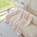 Plush Faux Fur Warm Sofa Cover with Waves Jacquard Textured Throw Blankets for Couch