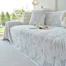 Plush Faux Fur Warm Sofa Cover with Waves Jacquard Textured Throw Blankets for Couch
