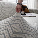Modern Geometric Jacquard Sofa Slipcover, High Stretch 1-Piece Textured Couch Cover