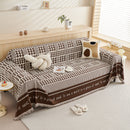 Chenille Houndstooth Couch Cover, Chaise Lounge Blanket Cover, Sectional Couch Scratch Protector