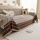 Chenille Houndstooth Couch Cover, Chaise Lounge Blanket Cover, Sectional Couch Scratch Protector