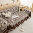 Chenille Houndstooth Couch Cover, Chaise Lounge Blanket Cover, Sectional Couch Scratch Protector