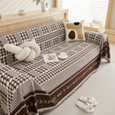 Chenille Houndstooth Couch Cover, Chaise Lounge Blanket Cover, Sectional Couch Scratch Protector