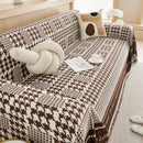 Chenille Houndstooth Couch Cover, Chaise Lounge Blanket Cover, Sectional Couch Scratch Protector