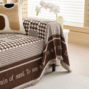 Chenille Houndstooth Couch Cover, Chaise Lounge Blanket Cover, Sectional Couch Scratch Protector
