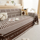 Chenille Houndstooth Couch Cover, Chaise Lounge Blanket Cover, Sectional Couch Scratch Protector