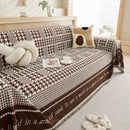 Chenille Houndstooth Couch Cover, Chaise Lounge Blanket Cover, Sectional Couch Scratch Protector