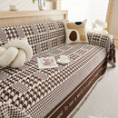Chenille Houndstooth Couch Cover, Chaise Lounge Blanket Cover, Sectional Couch Scratch Protector