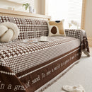 Chenille Houndstooth Couch Cover, Chaise Lounge Blanket Cover, Sectional Couch Scratch Protector