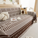 Chenille Houndstooth Couch Cover, Chaise Lounge Blanket Cover, Sectional Couch Scratch Protector