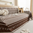 Chenille Houndstooth Couch Cover, Chaise Lounge Blanket Cover, Sectional Couch Scratch Protector