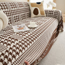Chenille Houndstooth Couch Cover, Chaise Lounge Blanket Cover, Sectional Couch Scratch Protector