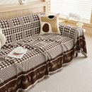 Chenille Houndstooth Couch Cover, Chaise Lounge Blanket Cover, Sectional Couch Scratch Protector