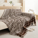 Chenille Houndstooth Couch Cover, Chaise Lounge Blanket Cover, Sectional Couch Scratch Protector