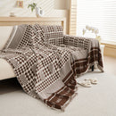 Chenille Houndstooth Couch Cover, Chaise Lounge Blanket Cover, Sectional Couch Scratch Protector