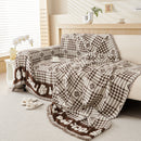 Chenille Houndstooth Sofa Throw Cover, Scratch Proof Cozy Throw Blankets for Couch