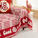 Chenille Houndstooth Sofa Throw Cover, Scratch Proof Cozy Throw Blankets for Couch
