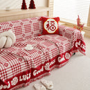 Chenille Houndstooth Sofa Throw Cover, Scratch Proof Cozy Throw Blankets for Couch