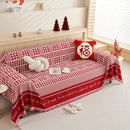 Chenille Houndstooth Couch Cover, Chaise Lounge Blanket Cover, Sectional Couch Scratch Protector
