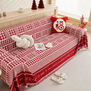 Chenille Houndstooth Couch Cover, Chaise Lounge Blanket Cover, Sectional Couch Scratch Protector
