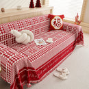 Chenille Houndstooth Couch Cover, Chaise Lounge Blanket Cover, Sectional Couch Scratch Protector