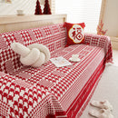 Chenille Houndstooth Couch Cover, Chaise Lounge Blanket Cover, Sectional Couch Scratch Protector
