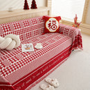 Chenille Houndstooth Couch Cover, Chaise Lounge Blanket Cover, Sectional Couch Scratch Protector