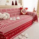 Chenille Houndstooth Couch Cover, Chaise Lounge Blanket Cover, Sectional Couch Scratch Protector