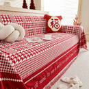 Chenille Houndstooth Couch Cover, Chaise Lounge Blanket Cover, Sectional Couch Scratch Protector
