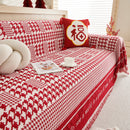 Chenille Houndstooth Couch Cover, Chaise Lounge Blanket Cover, Sectional Couch Scratch Protector