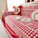 Chenille Houndstooth Couch Cover, Chaise Lounge Blanket Cover, Sectional Couch Scratch Protector