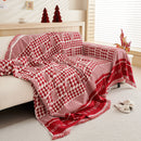 Chenille Houndstooth Couch Cover, Chaise Lounge Blanket Cover, Sectional Couch Scratch Protector