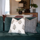 Aster Floral Block Printed Pillow Cover | Blue