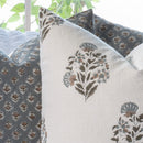 Aster Floral Block Printed Pillow Cover | Blue