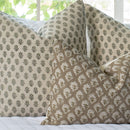 Rhea Floral Block Printed Pillow Cover | Mustard | Lumbar