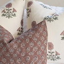 Kay Floral Block Printed Pillow Cover | Rust