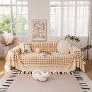 Jacquard Plush Houndstooth Sofa Throw Cover, Cover Throws for Sofas, Stylish Living Room Throws