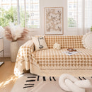 Jacquard Plush Houndstooth Sofa Throw Cover, Cover Throws for Sofas, Stylish Living Room Throws