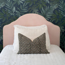 Aster Floral Block Printed Pillow Cover | Blue, Brown | Lumbar
