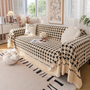 Jacquard Plush Houndstooth Sofa Throw Cover, Cover Throws for Sofas, Stylish Living Room Throws