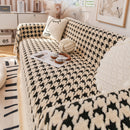 Jacquard Plush Houndstooth Sofa Throw Cover, Cover Throws for Sofas, Stylish Living Room Throws