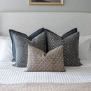 Aster Floral Block Printed Pillow Cover | Blue
