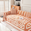 Chenille Geometric Sofa Throw Blanket, Boho Washable Furniture Throw Covers for Sofa