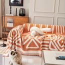 Chenille Geometric Sofa Throw Blanket, Boho Washable Furniture Throw Covers for Sofa